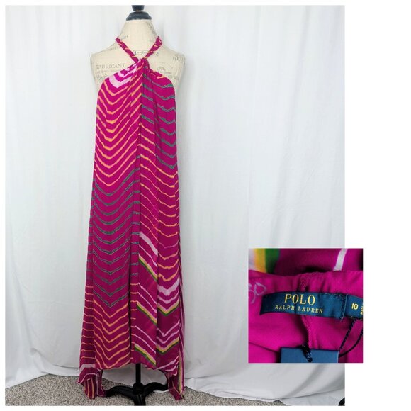 Ralph Lauren Shibori Pink Dress 10 Medium Pink Handkerchief NWT - Picture 2 of 12